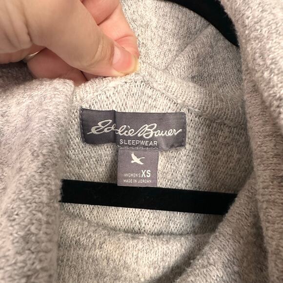 Eddie Bauer Sleepwear Soft Terry Gray Mockneck Sweater Loungewear Top Size XS - Picture 7 of 8